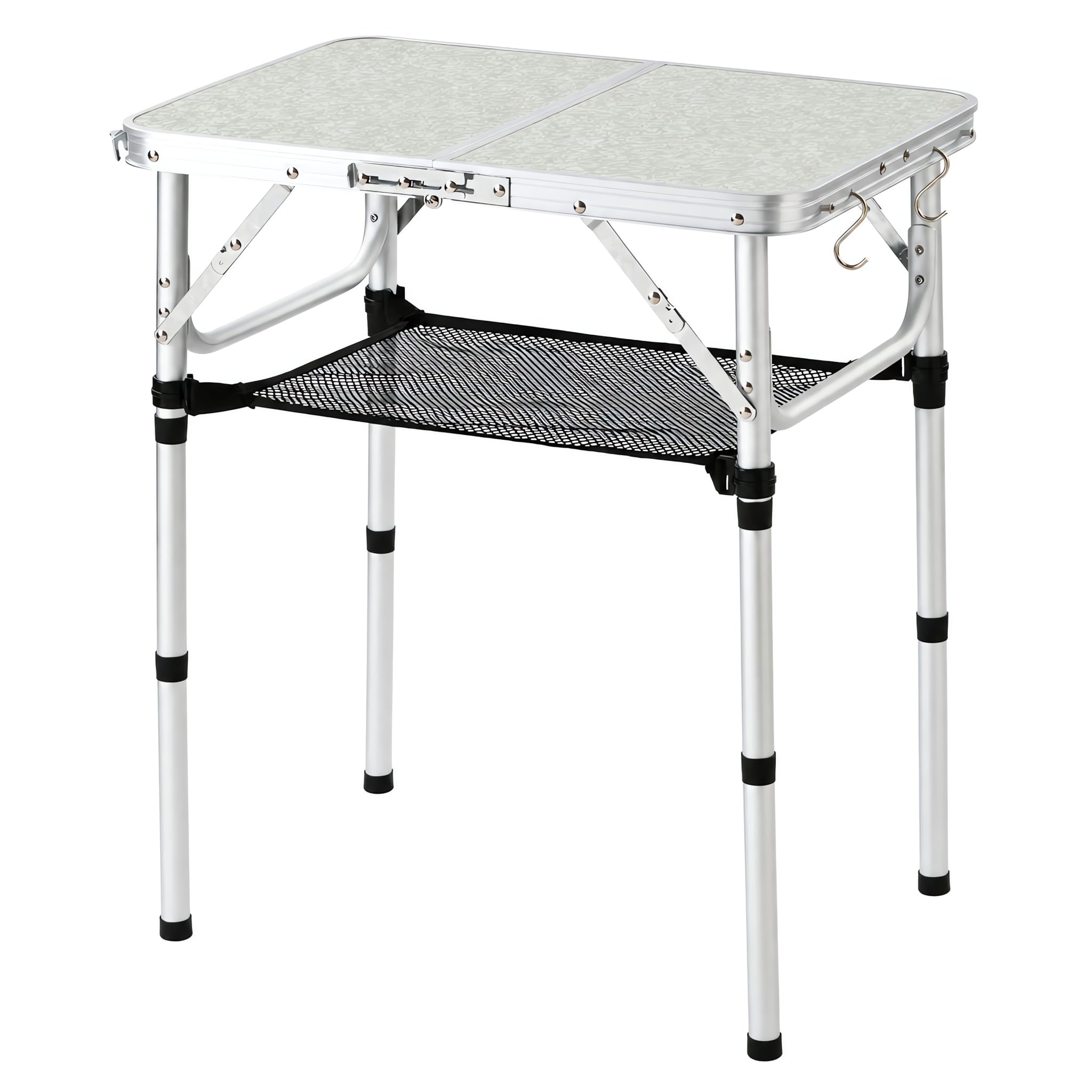 yufifairy folding table small, 24''l x16''w camp aluminum table with adjustable height legs, indoor outdoor lightweight portable folding aluminum dining table for picnic camping 2-feet(10"/19"/27)