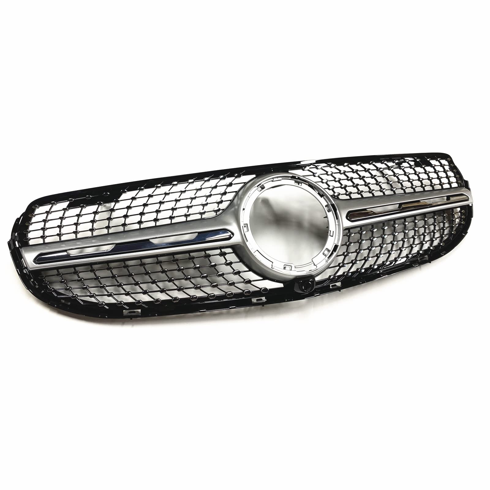 CHEVVY Griglia Anteriore Griglia Silver Diamond Style Griglia Superiore in Rete per Auto per Benz Classe GLC W253/X253 2020-2021 GLC250 GLC300 GLC350 Accessori