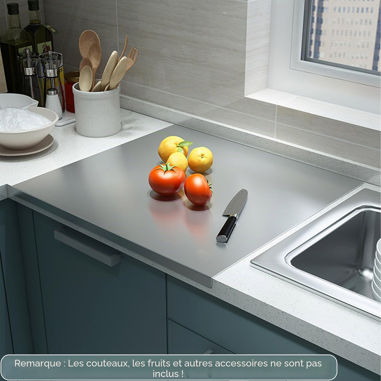 Plaque Inox Cuisine 50 x 40 cm Planche à Découper en Acier Inoxydable,Plan de Travail Inox Antibactérienne pour Cuisine,Bar,Restaurant,Plan de Travail Inox pour Pizza,Pain,Gâteaux