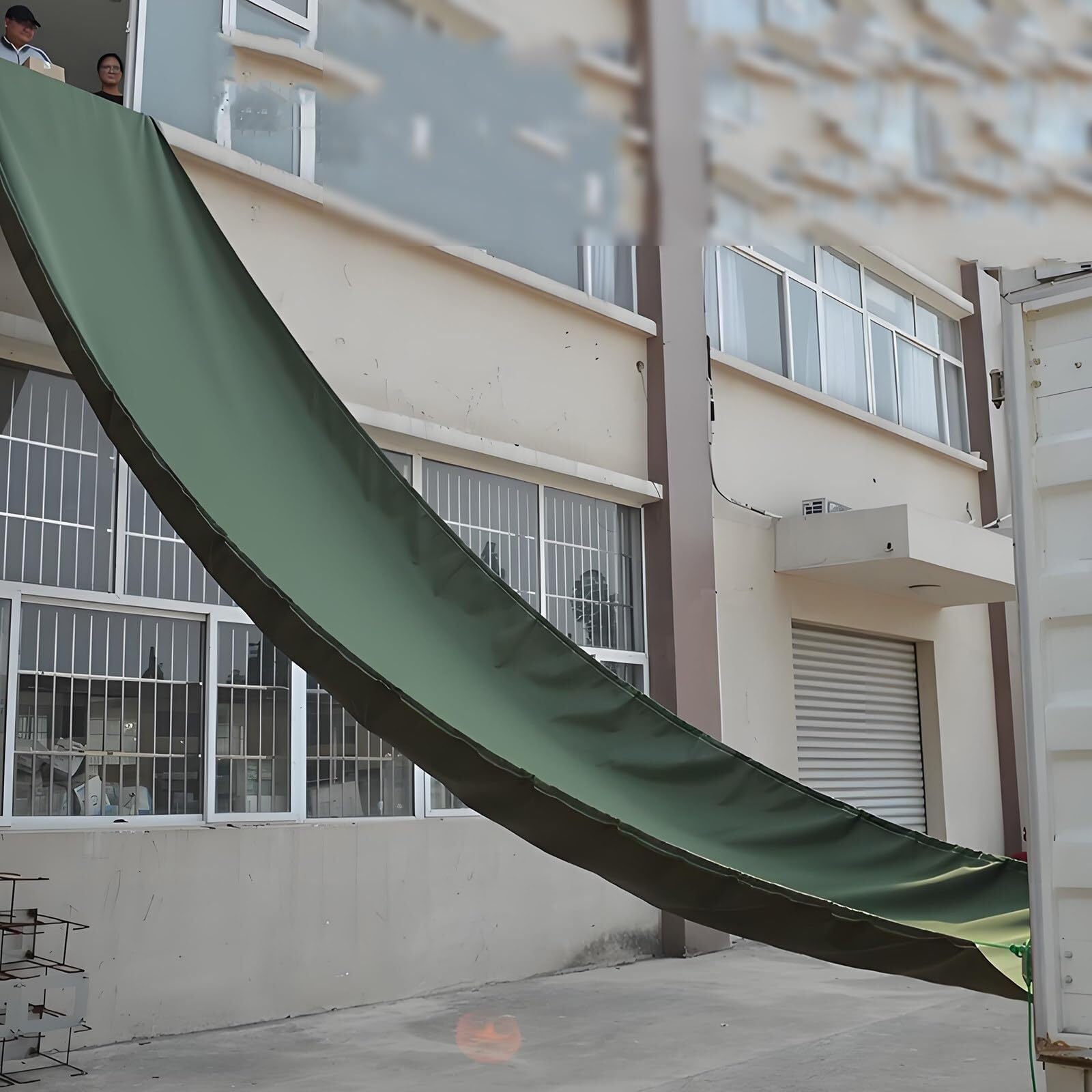 GTHTUHFD Cargo Handling Slides, Canvas Chute For Smooth Abrasion Resistance, Supports 100Kg, Ideal For Warehouse Unloading And Tall Building Operations,Green-2x15m