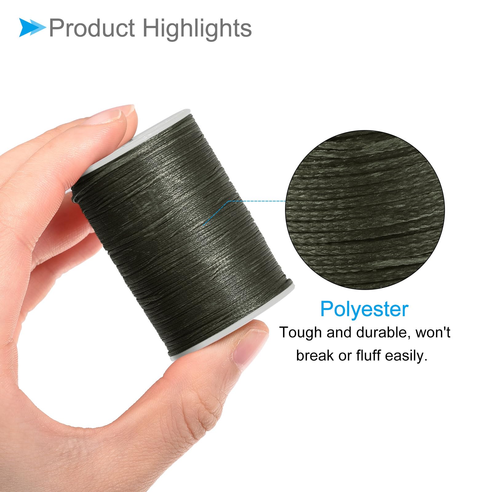 CoCud Leather Sewing Threads, 98 Yards 150D/0.8mm Thread, Polyester Stitching Thread Olive Drab - Image 4