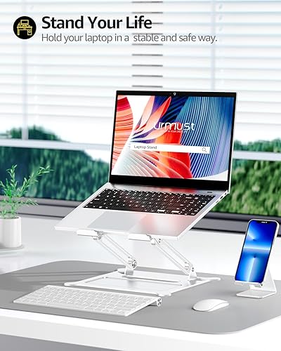 Miniatura 3 de Urmust - Soporte de aluminio ligero para laptop y notebook de hasta 156 soporte ergonómico ajustable y portátil con alfombrilla para el mouse