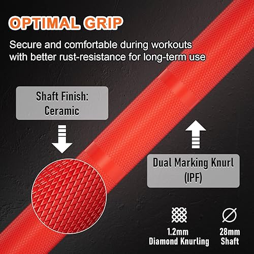 Miniatura 3 de Barra olímpica de 7 pies para levantamiento de pesas, levantamiento de potencia, barra de 45 libras, capacidad de 700 libras1500 libras, barra de