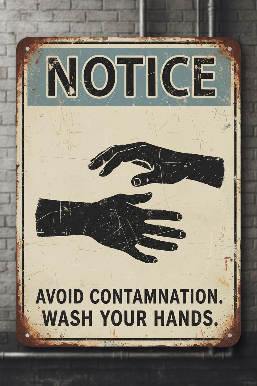 Wall Decor Ansi Notice Safety, Avoid Contamination - Wash Your Hands - Social Distancing Sign Metal Sign 8x12Inch Clear Signage For S, Fences Vintage Signs Aluminum Plates Printed