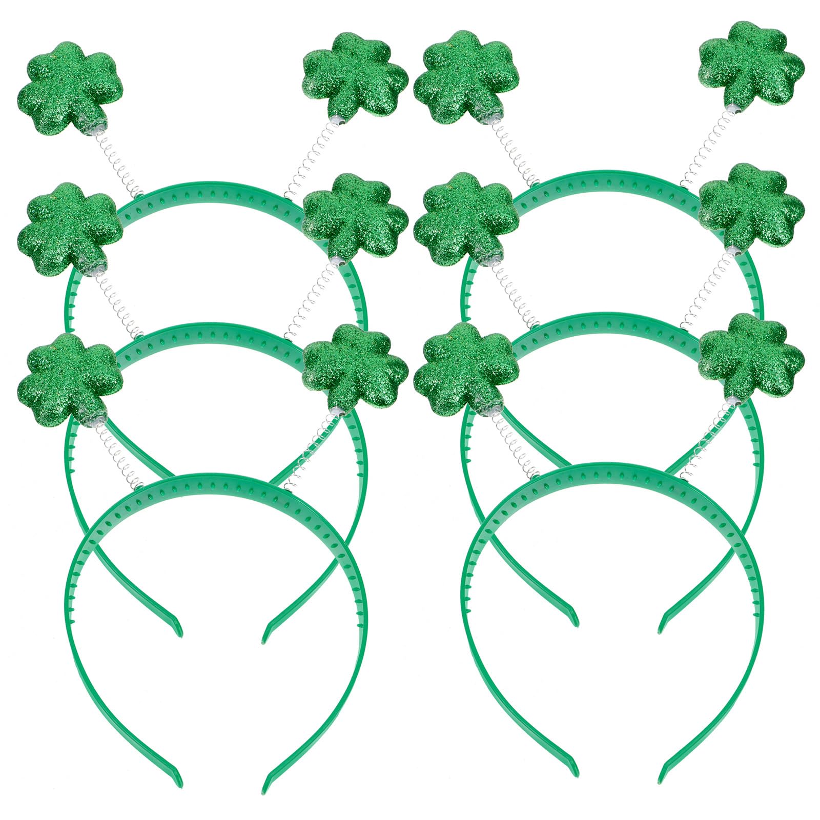minkissy 6pcs St Patricks Day Headbands Shamrock Head Boppers Hats Green Irish Accessories Costume Favors Four-Leaf Headband for St. Patricks Day Party