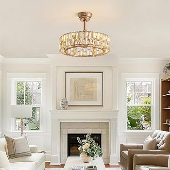 Siljoy 20'' Gold Caged Crystal Ceiling Fan with Light