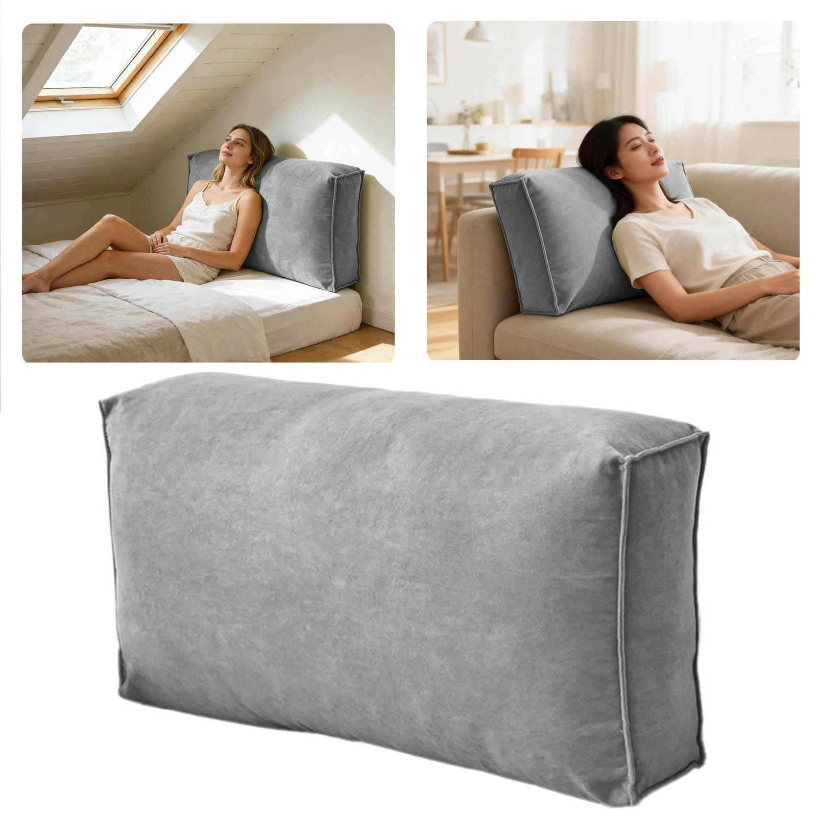 Rectangular Large Sofa Cushion, Couch Back Cushion Pillows, Decorative Throw Pillows with Removable Velvet Cover, Comfort Reading Pillow, Lumbar Support Pillow for Sofa Bedside (Dark Grey_70x45x12cm)