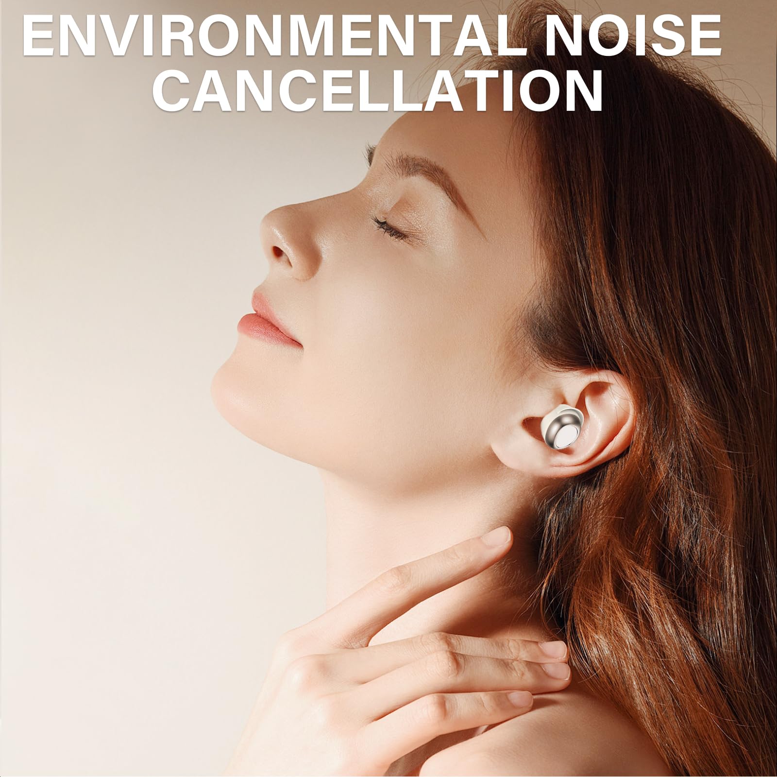 Doubc Mini Schlafkopfhörer Bluetooth 5.4 Kopfhörer, in Ear Kopfhörer Kabellos mit 25 Stunden Akkulaufzeit, Weiche Ohrhörer Schlafen Sleepbuds, Sanfter Klang Bequem Tragen ohne Druckgefühl, Beige