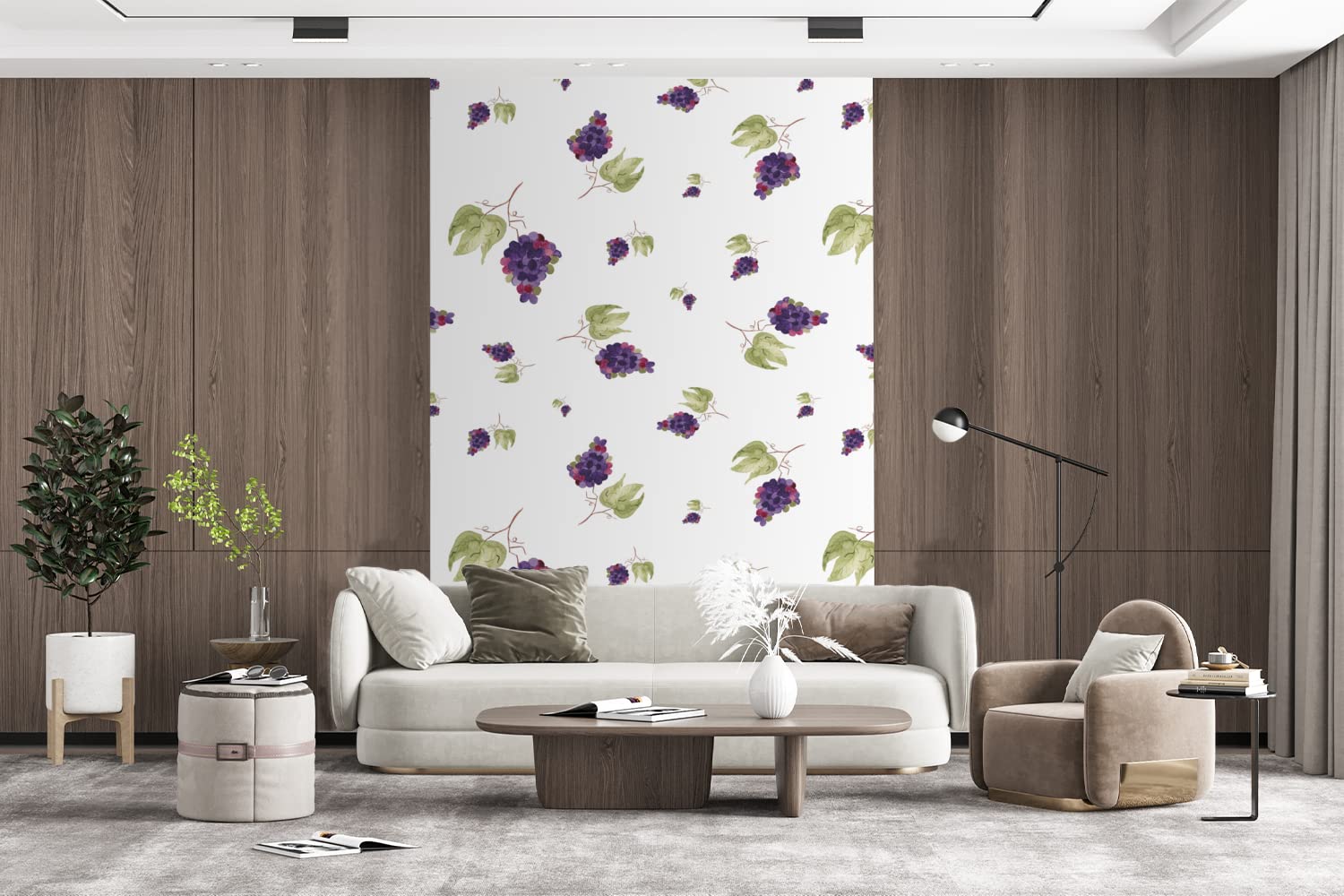Selbstklebend Tapete Wandpapier Wandaufkleber Fototapete Tapeten Wanddeko 170x260 cm Weintrauben - Blätter - Schablonen