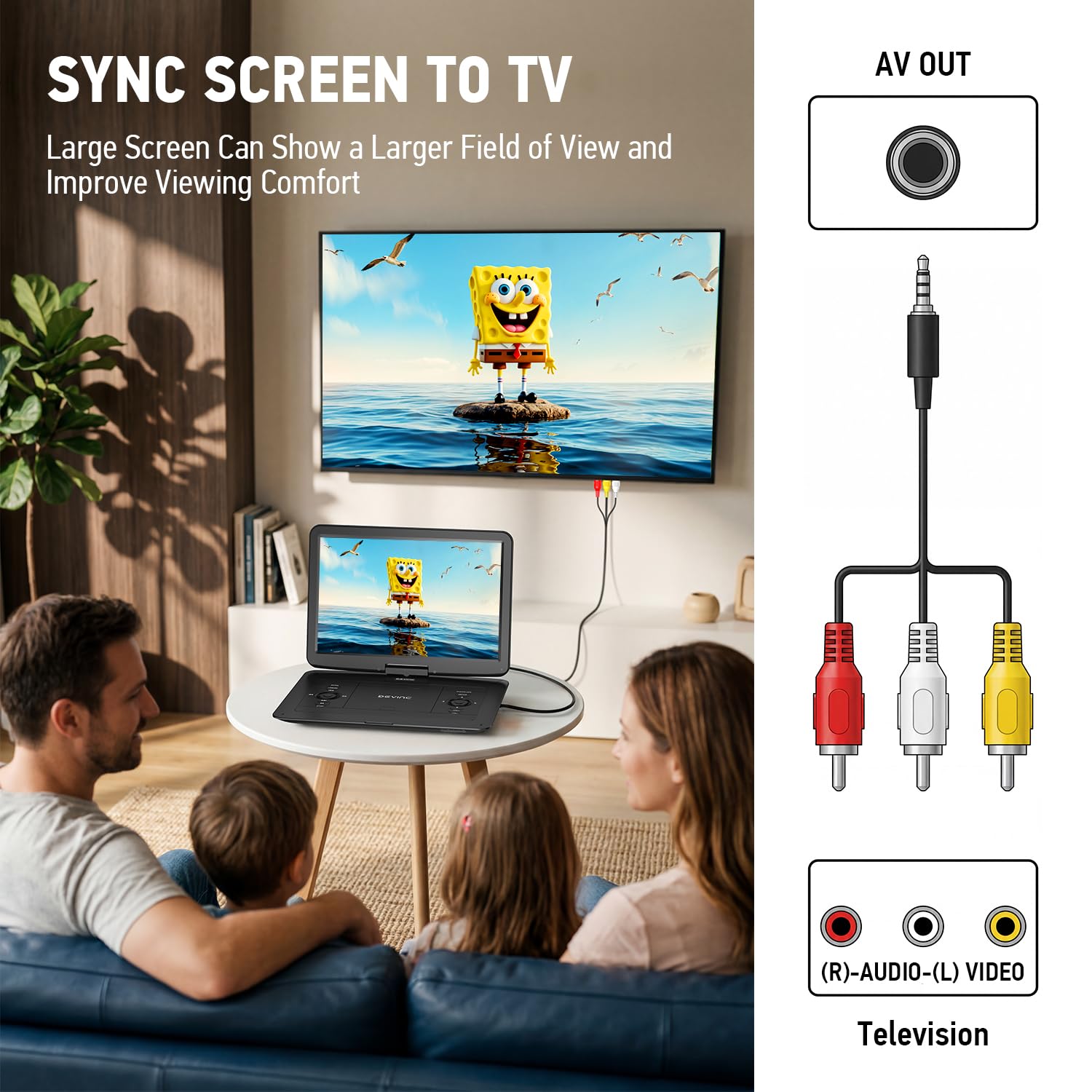 Lettore DVD portatile da 17,5", per bambini e anziani, schermo HD girevole da 15,6", batteria di 6 ore, riproduzione di DVD, CD, USB/SD, sincronizzazione con TV, altoparlante ad alto volume, senza