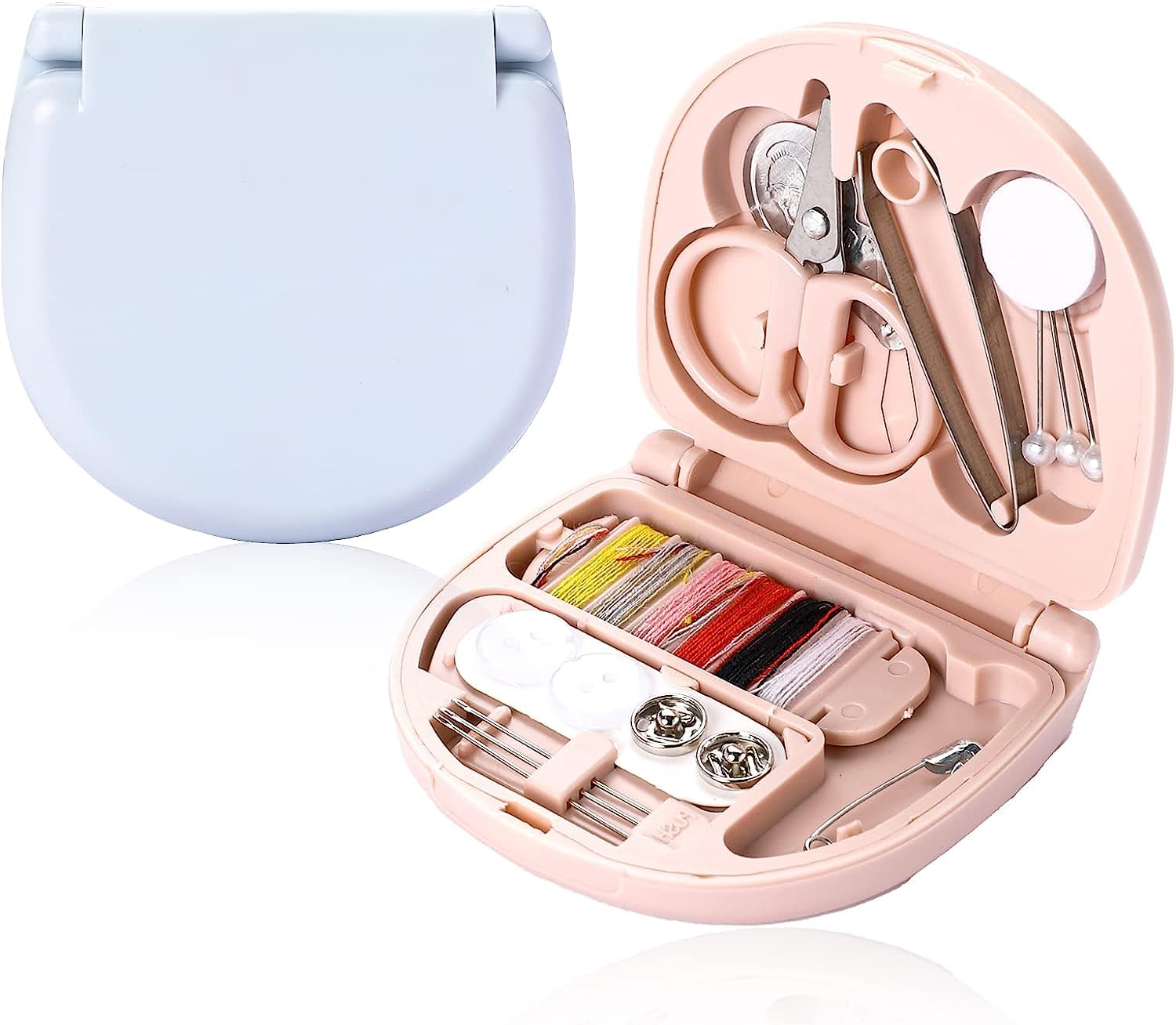 Goodern 2 Pack Mini Travel Sewing Kit,Portable Sewing Kit Box DIY Sewing Kit Supplies Plastic Sewing Tool Kit Emergency Sewing Repair Kit with Scissor Threads Hand Sewing Needles for Beginner Traveler
