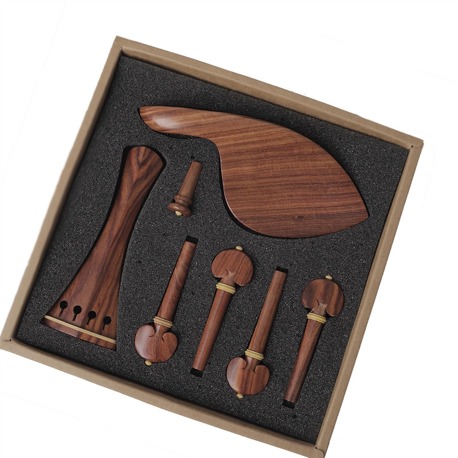 Violinen 4/4 Violine Holz Zubehör Vier Stück Set Wange Rest Pull String Board Schwanz Nagel Peg Welle Violine Instrument Zubehör Geigenzubehör