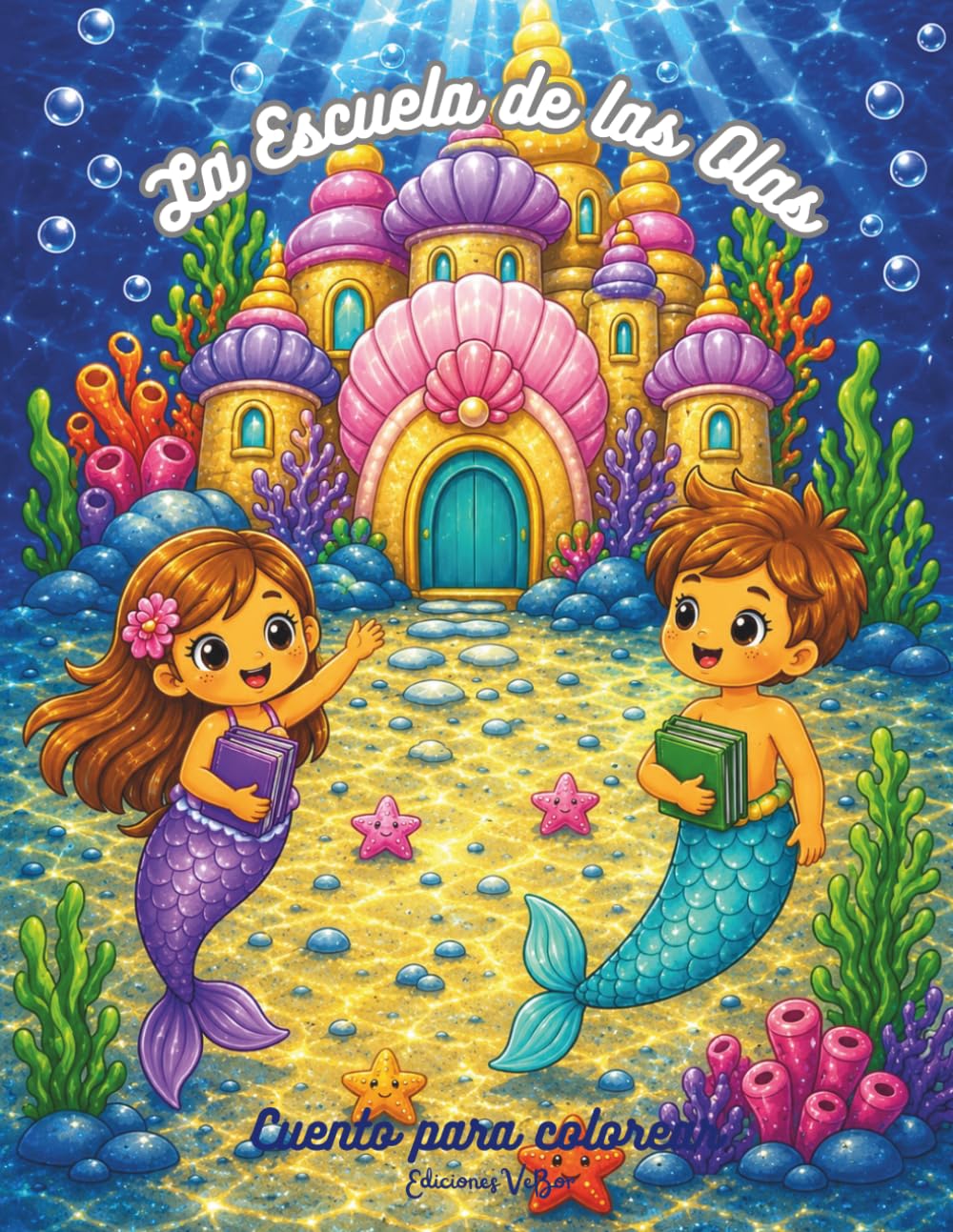 La Escuela de las Olas: Cuento para colorear (Mi Libro de Sirenas y Amigos del Mar)