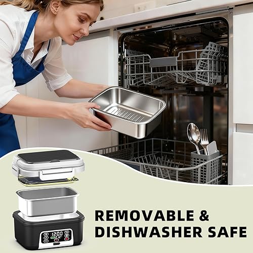 Miniatura 8 de Lonchera eléctrica inalámbrica XL de 6.3 tazas para adultos, 20000 mAh recargable alimentada por batería inteligente para hombres y mujeres,