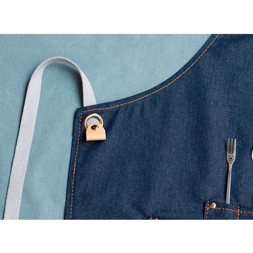 SSDD Floristería de Verano Denim Delantal Barista Denim Trabajo Delantal Barber Delantal No-Stick Special (Size : Blue)