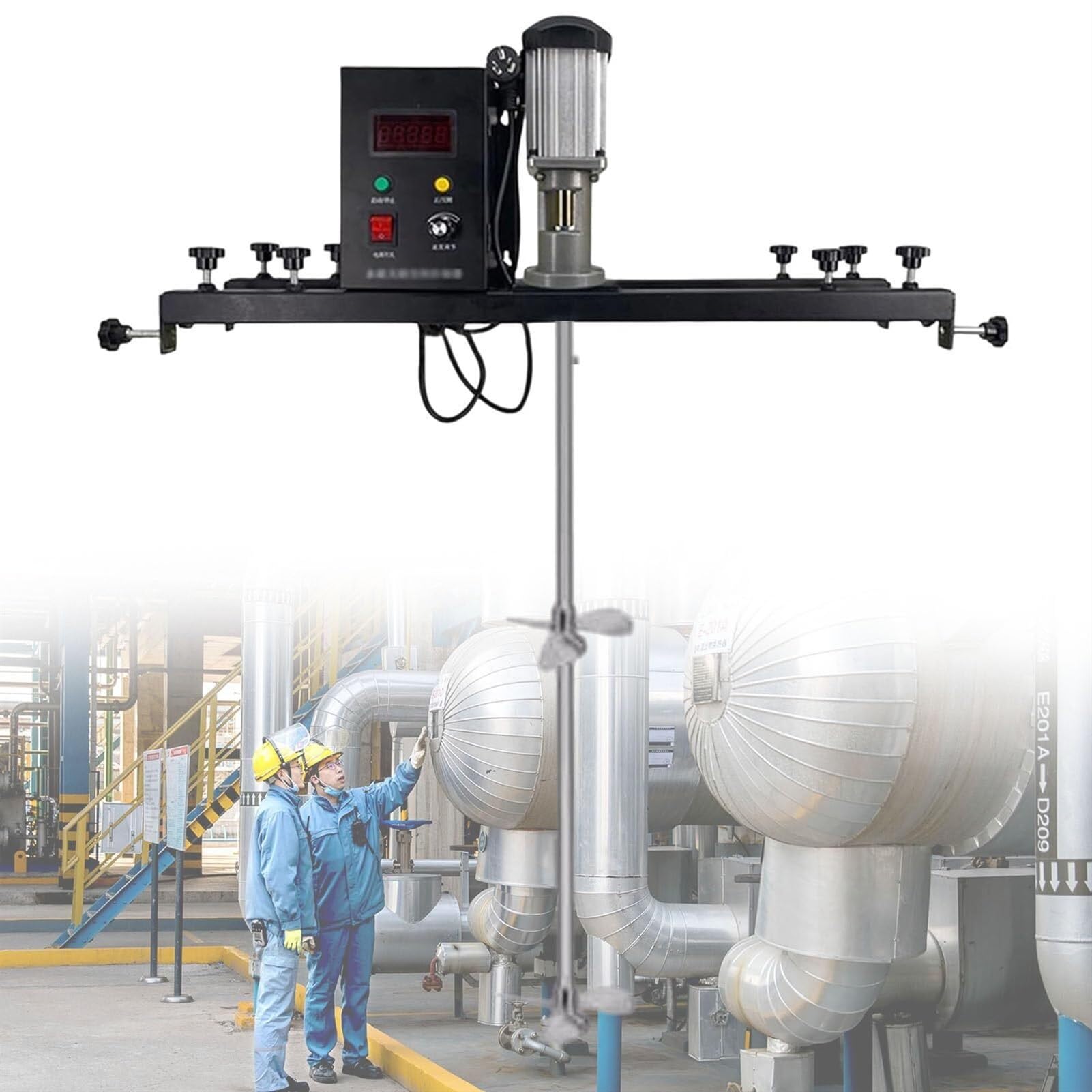 Agitador IBC con suspensión de soporte, agitador de tanque eléctrico de 980 W, mezclador de cemento portátil, herramienta for mezclar mortero, yeso, pintura y forraje(A)