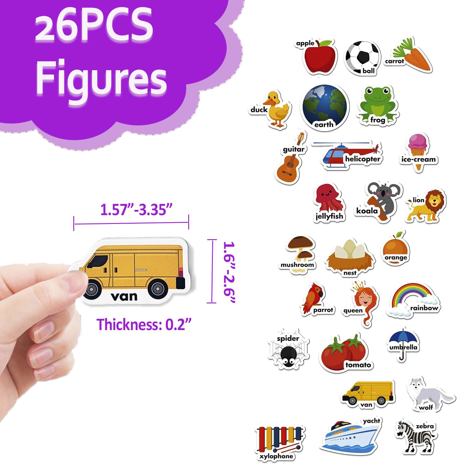 NEOCLICK Foam Fridge Magnets for Toddlers, 26 Figures ABC Alphabet Magnetic Objects for Kids, Preschool Learning Toddler Magnets for Fridge and Whiteboard