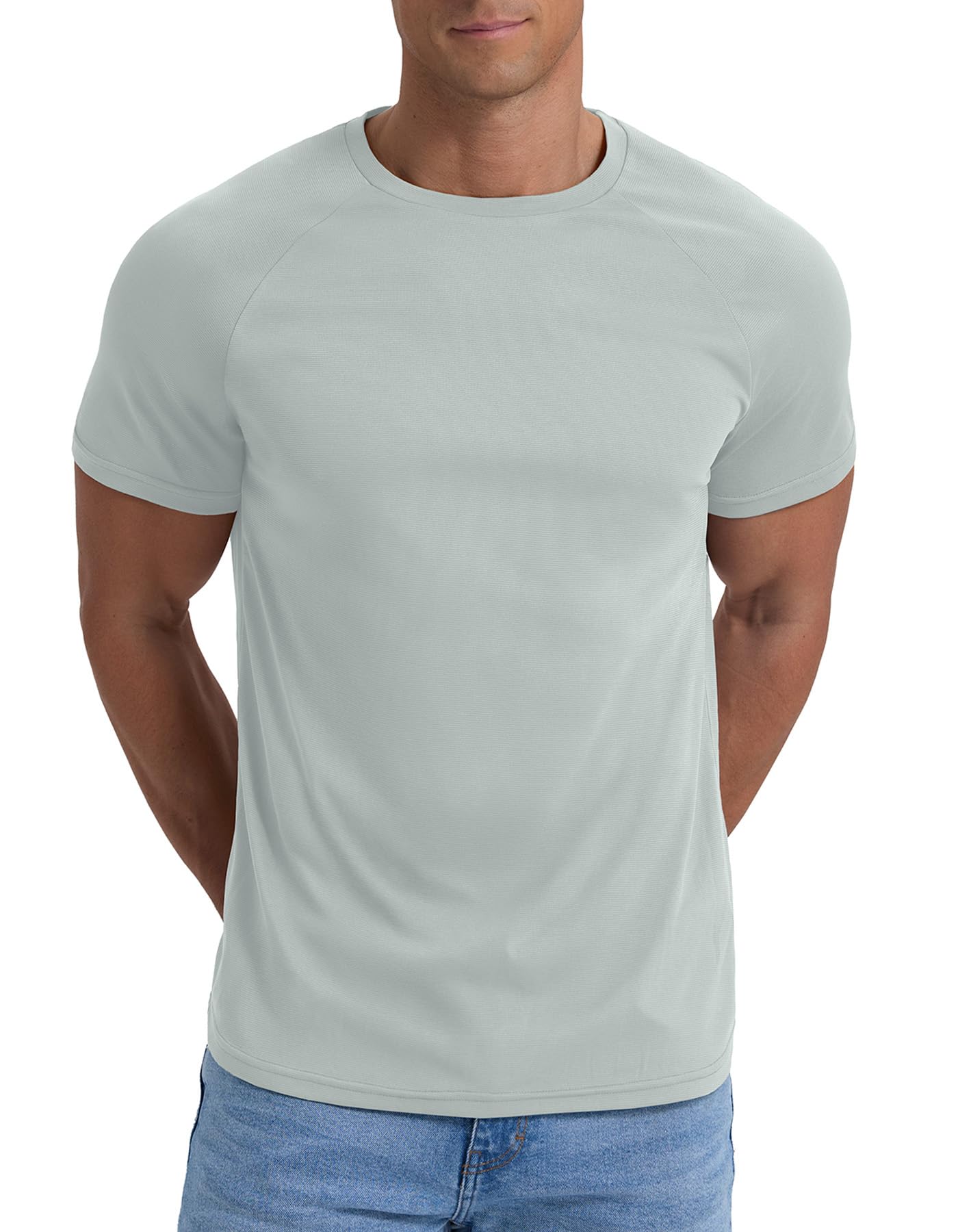 Askdeer Men's UPF 50+ Sun Protection T-Shirts Dry Fit Workout Shirts Rash Guard Athletic Tee for Hiking Swim Beach