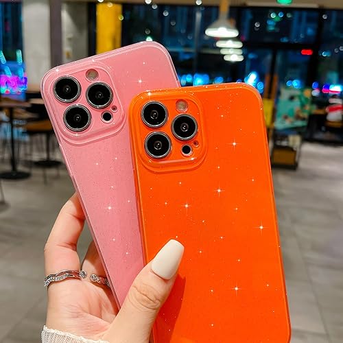 Miniatura 7 de Funda compatible con iPhone 13 Pro de 6.1 pulgadas, bonita funda de silicona brillante de neón con purpurina de lujo, delgada, a prueba de golpes,
