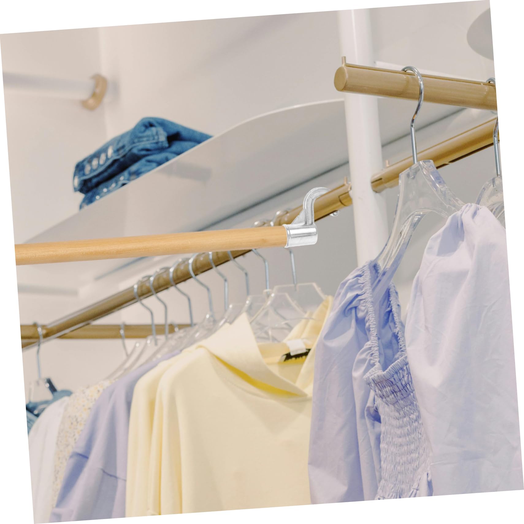 PRETYZOOM 4Pcs Aluminum Alloy No Drilling Closet Rod Hooks Closet Hanger Brackets for Easy Installation for Kitchen Office Living Room and Bedroom Use