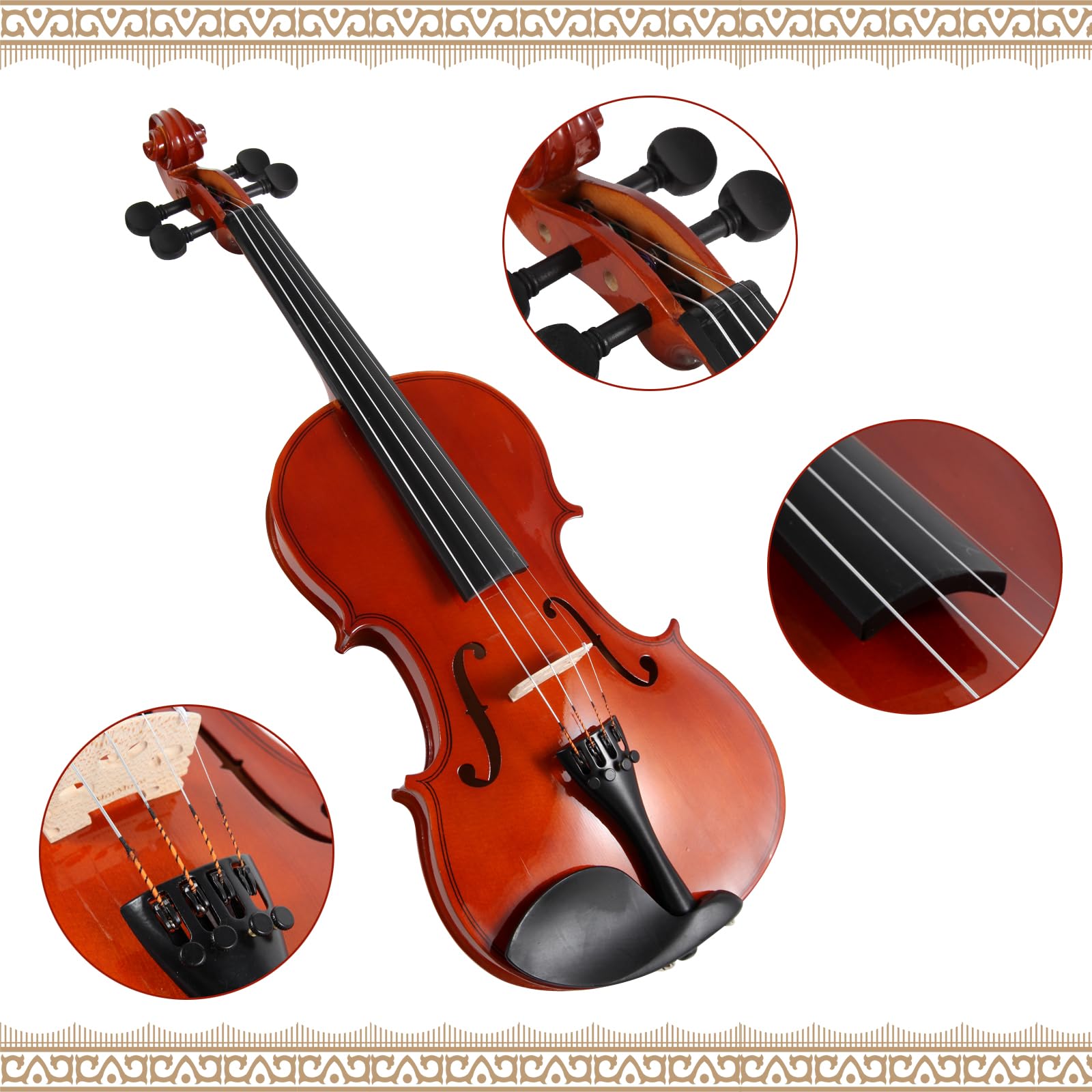 Cuerdas para violín – Cuerdas de violín 1/4 (G-D-A-E-E') – Núcleo de acero para un rendimiento superior – Bobinado Al-Mg para un sonido mejorado – Accesorios para violín