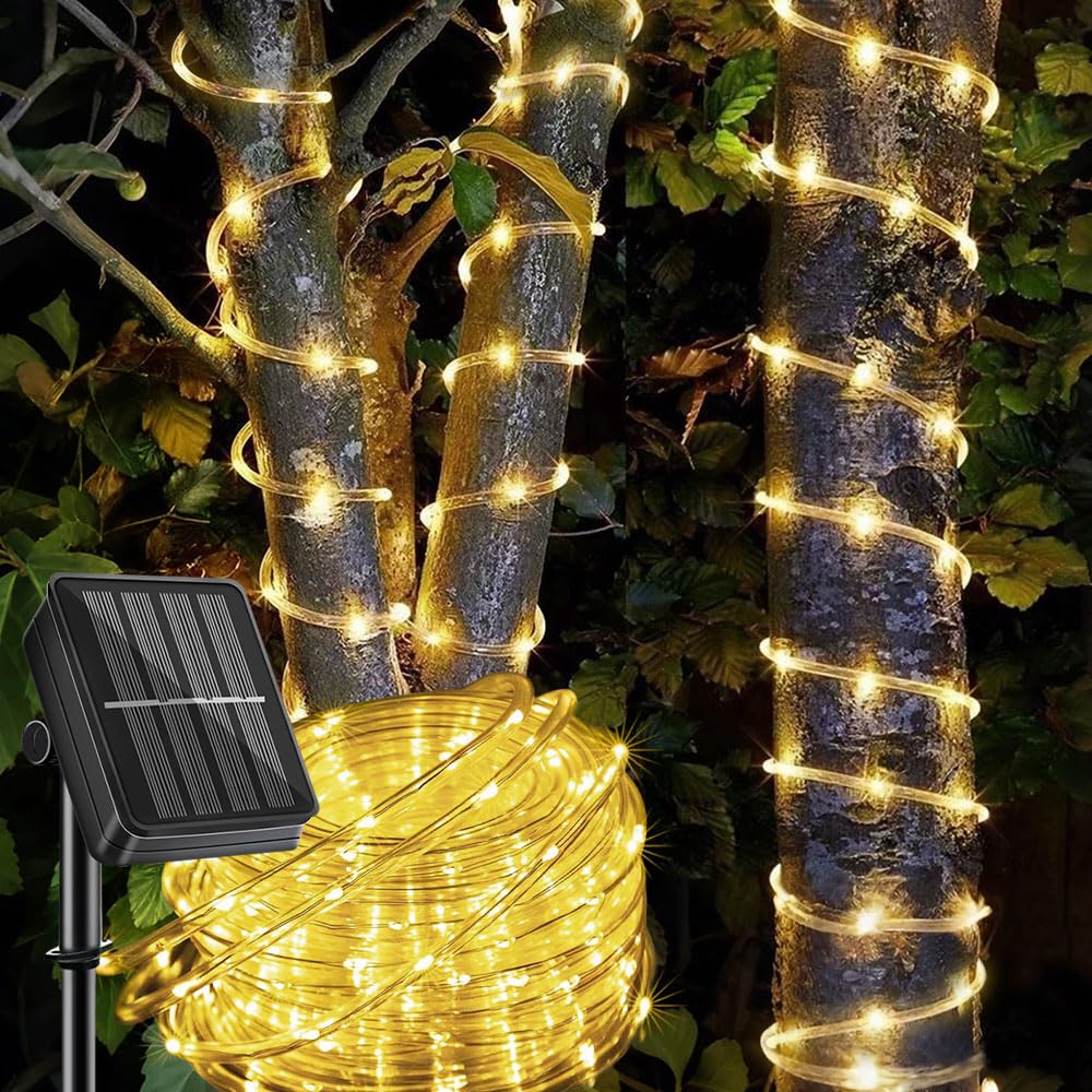 Solar Rope Light Waterproof IP65 39FT 100LEDs Outdoor LED Solar Outdoor Lights for Party Garden Yard Home Wedding Christmas Halloween Holiday Tree Decoration Lighting