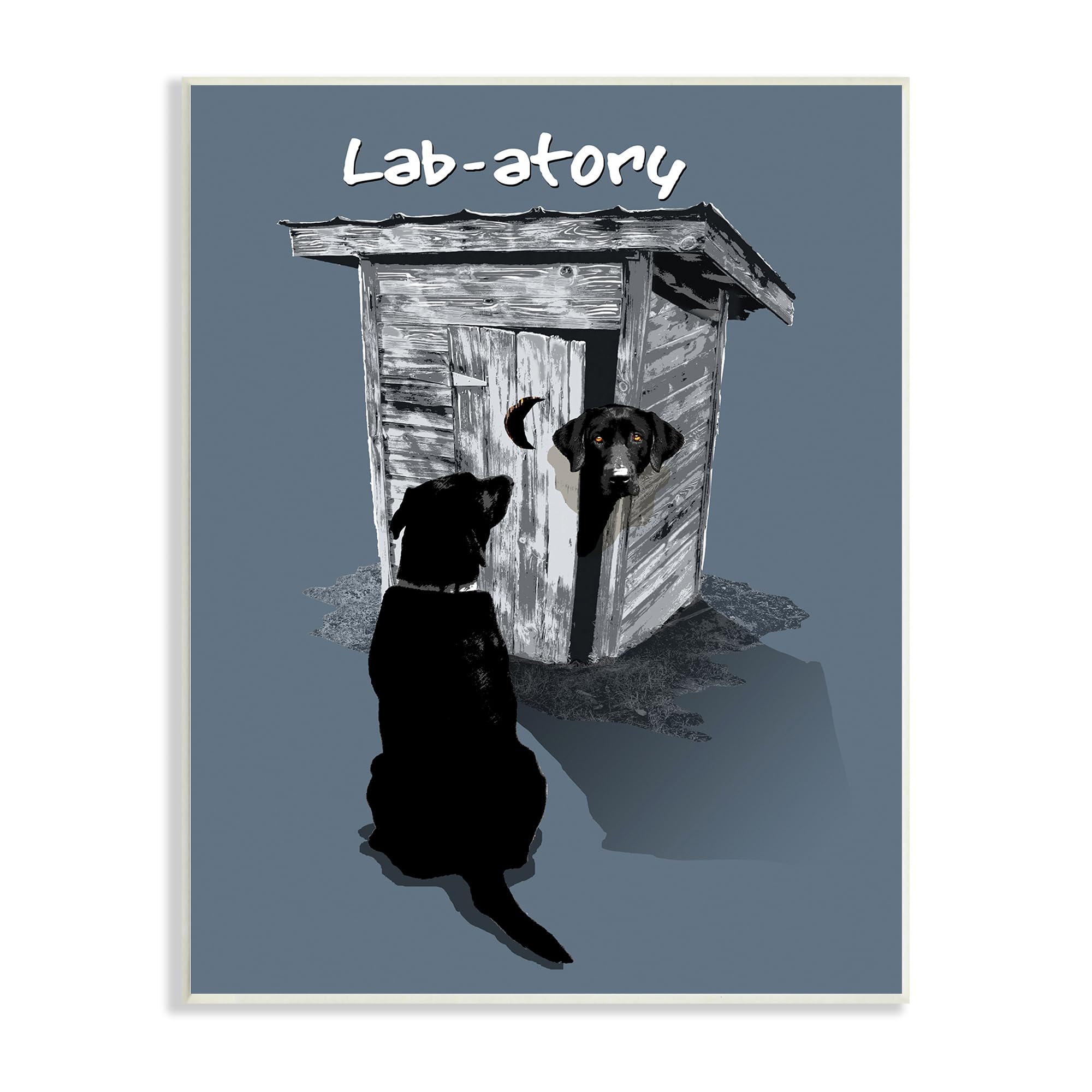 Funny Dog Silhouette Outhouse, 10 x 15 Inch Mounted Print on Wall Plaque