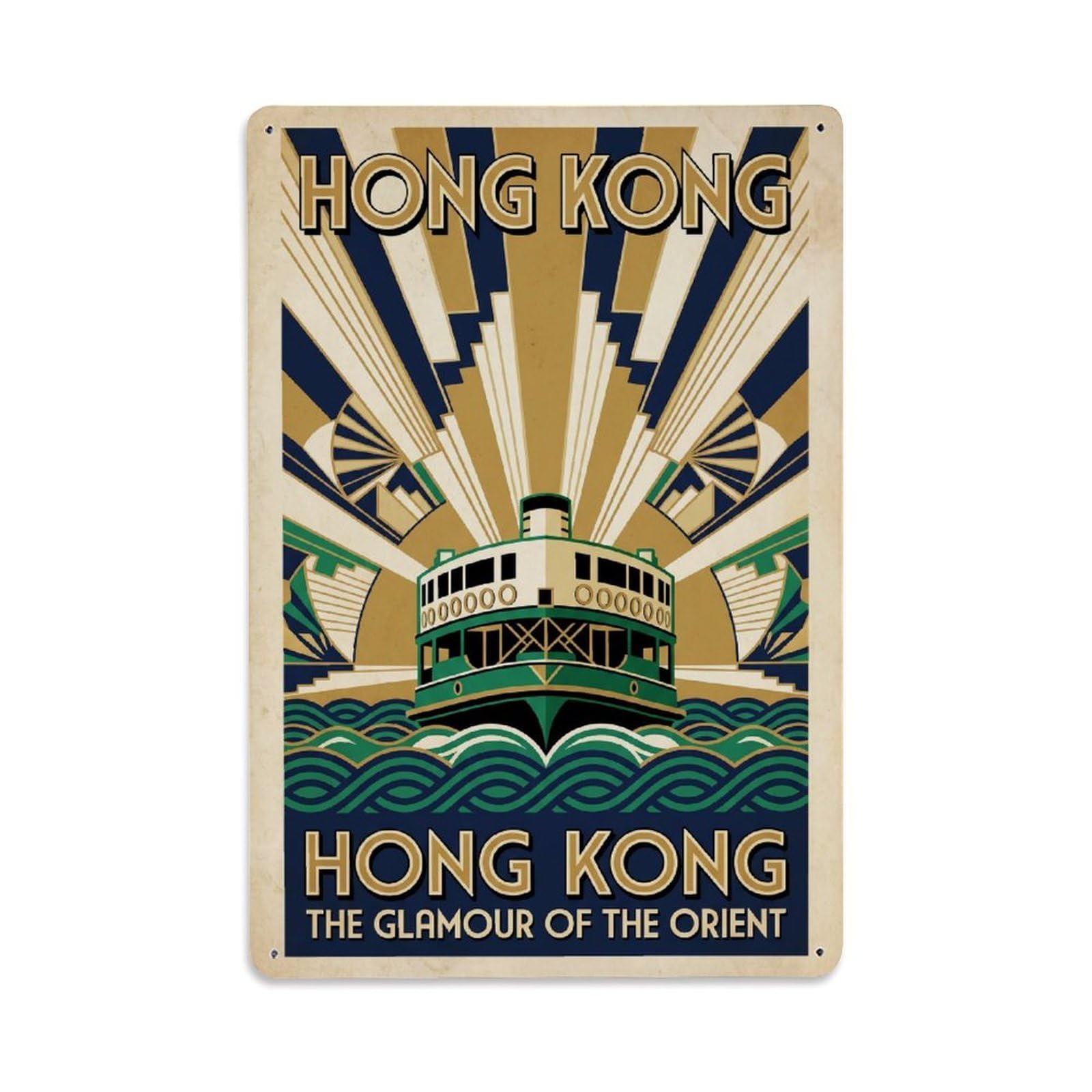 Gead 8X12inch Style Vintage Travel Hong Kong Star Metal Tin Sign