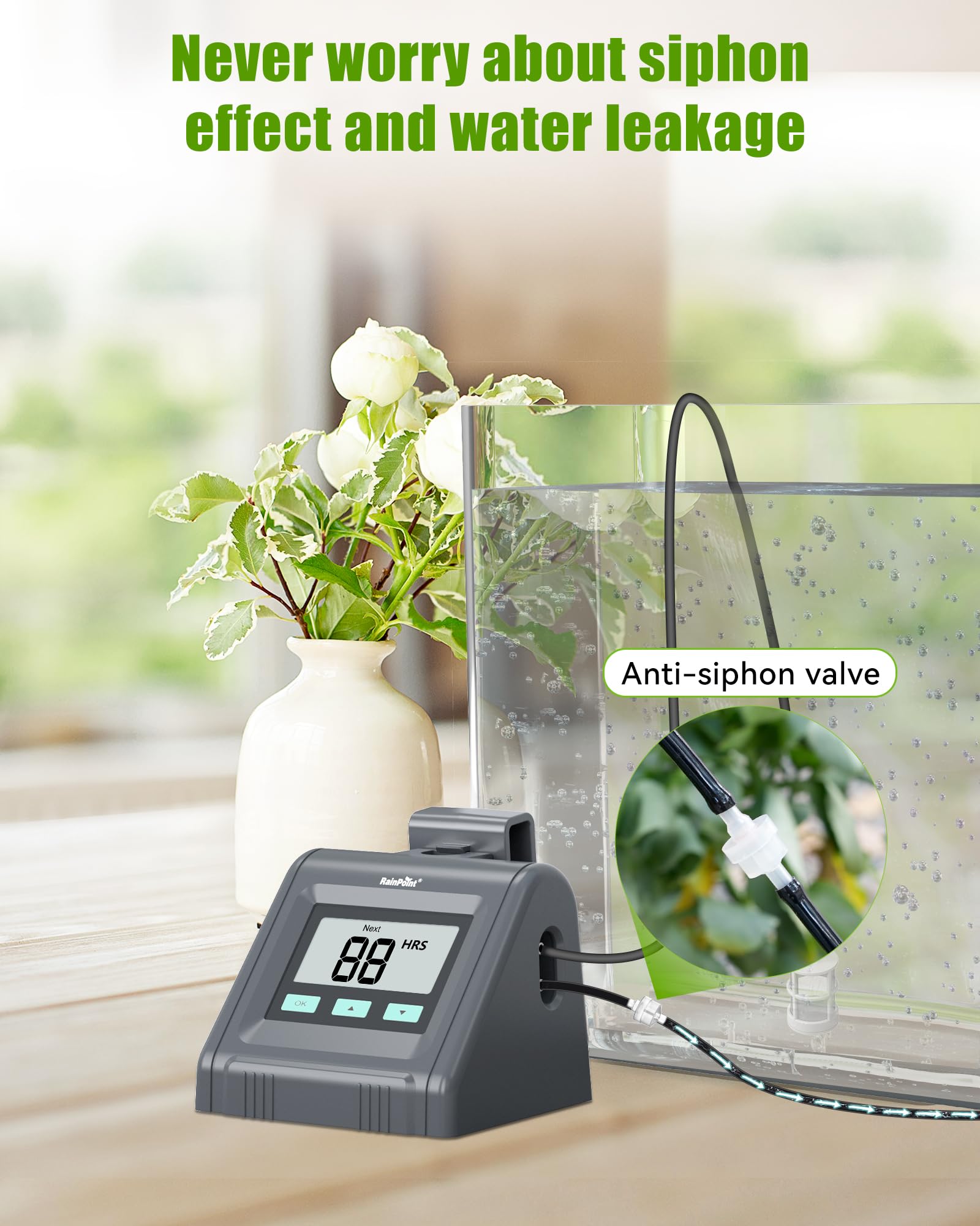 RAINPOINT Automatic Watering System, Water Volume Adjustable, Indoor Self Watering System for Potted Plants, DIY Drip Irrigation Kit for Garden Holiday Plants Watering