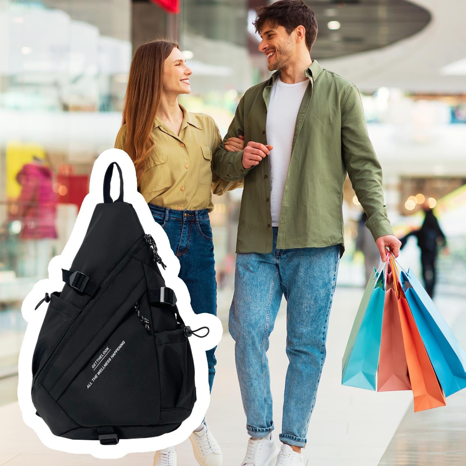 Sling Bag for Women, Casual Pack for Students, Stylish Sports Chest, Trendy Everyday Companion, Large Capacity Sling Daypack for Camping Hiking Fitness Use 14.17x5.51x18.9in