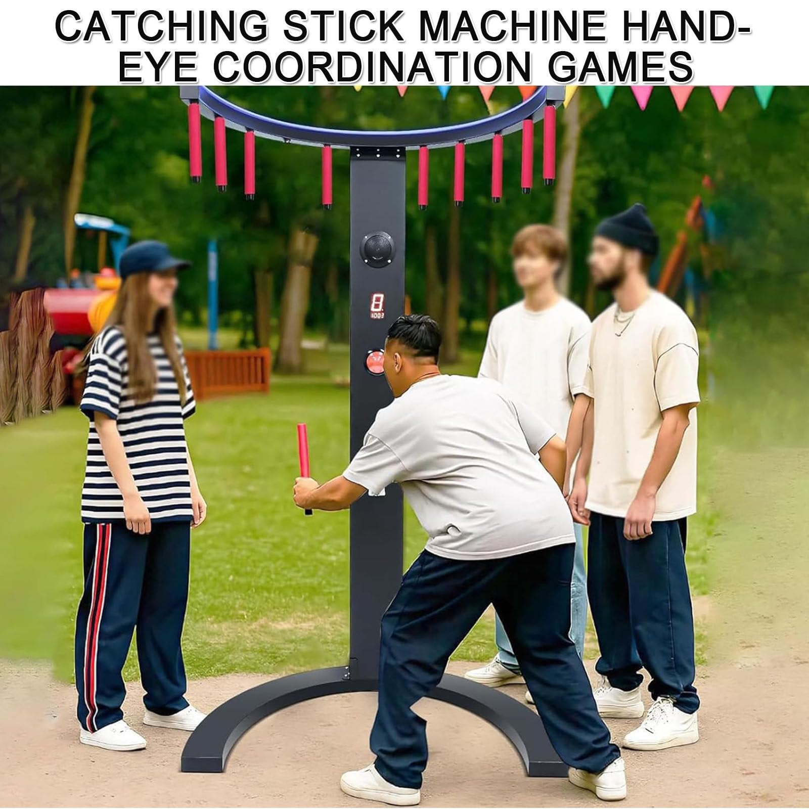 Trening koordynacji ręka-oko, łapanie, gra z kijami z diodami LED i odtwarzaczem MP3, 10-biegowy automat zręcznościowy Reflex Stick na imprezy, wieczory rodzinne, rozrywki biznesowe