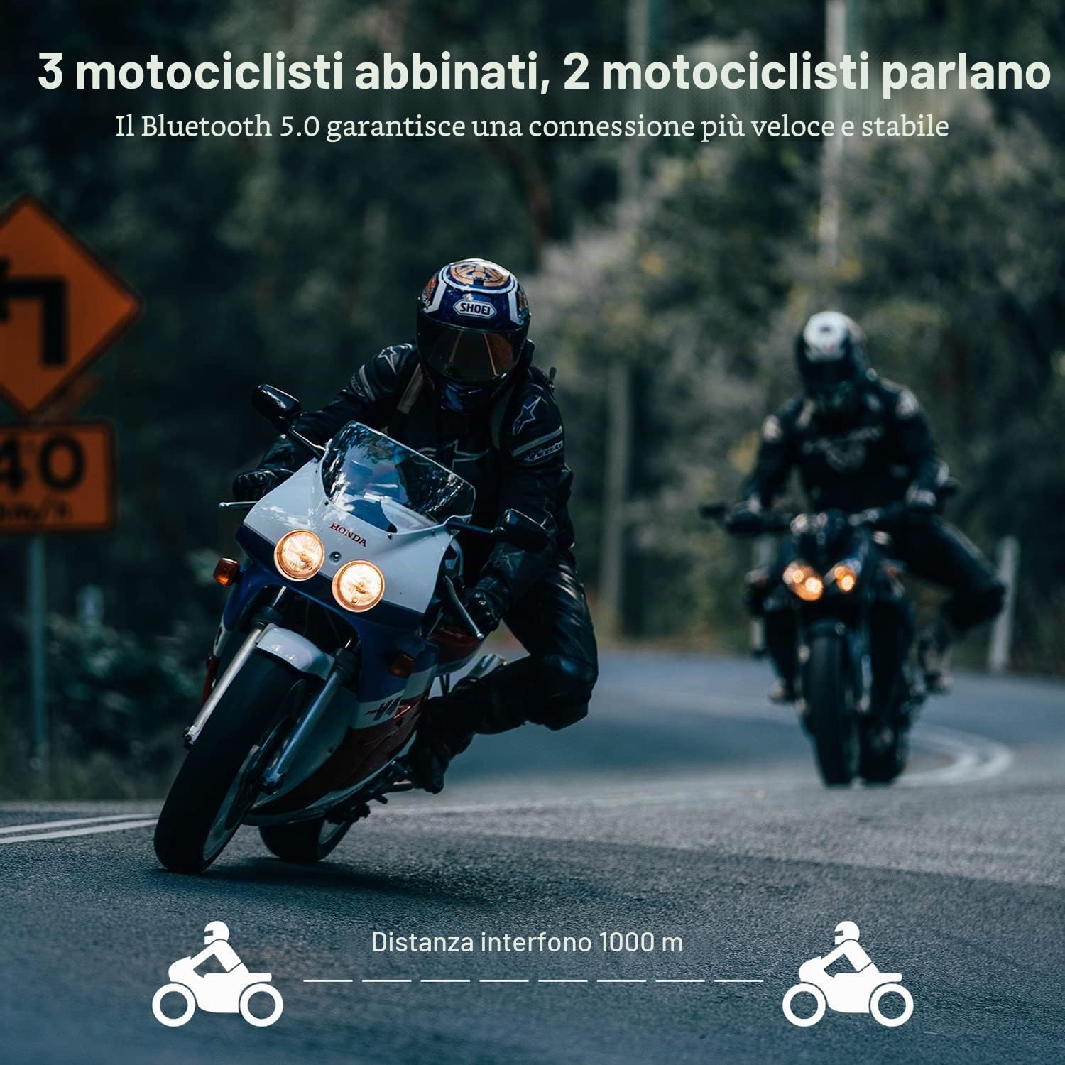 Interfono Moto Bluetooth Coppia BT-S2 Auricolari Bluetooth Casco Moto - Doppia, Microfono Duro