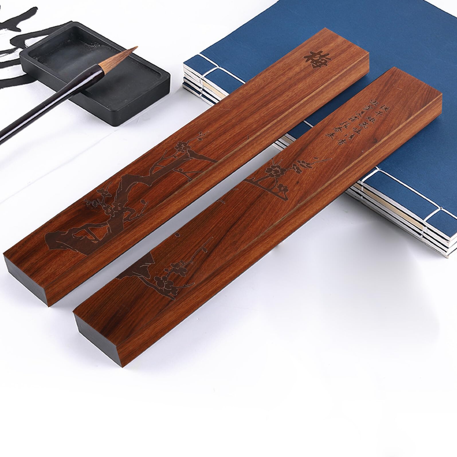 Holz Briefbeschwerer 2 Stück mit Chinesischer Kalligrafie für Zuhause