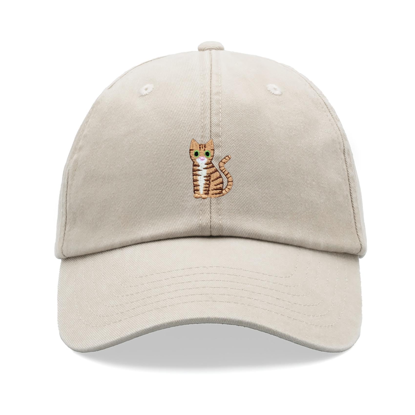 Tabby Cat Baseball Cap Vintage Washed Unisex Dad Hat Adjustable Stone