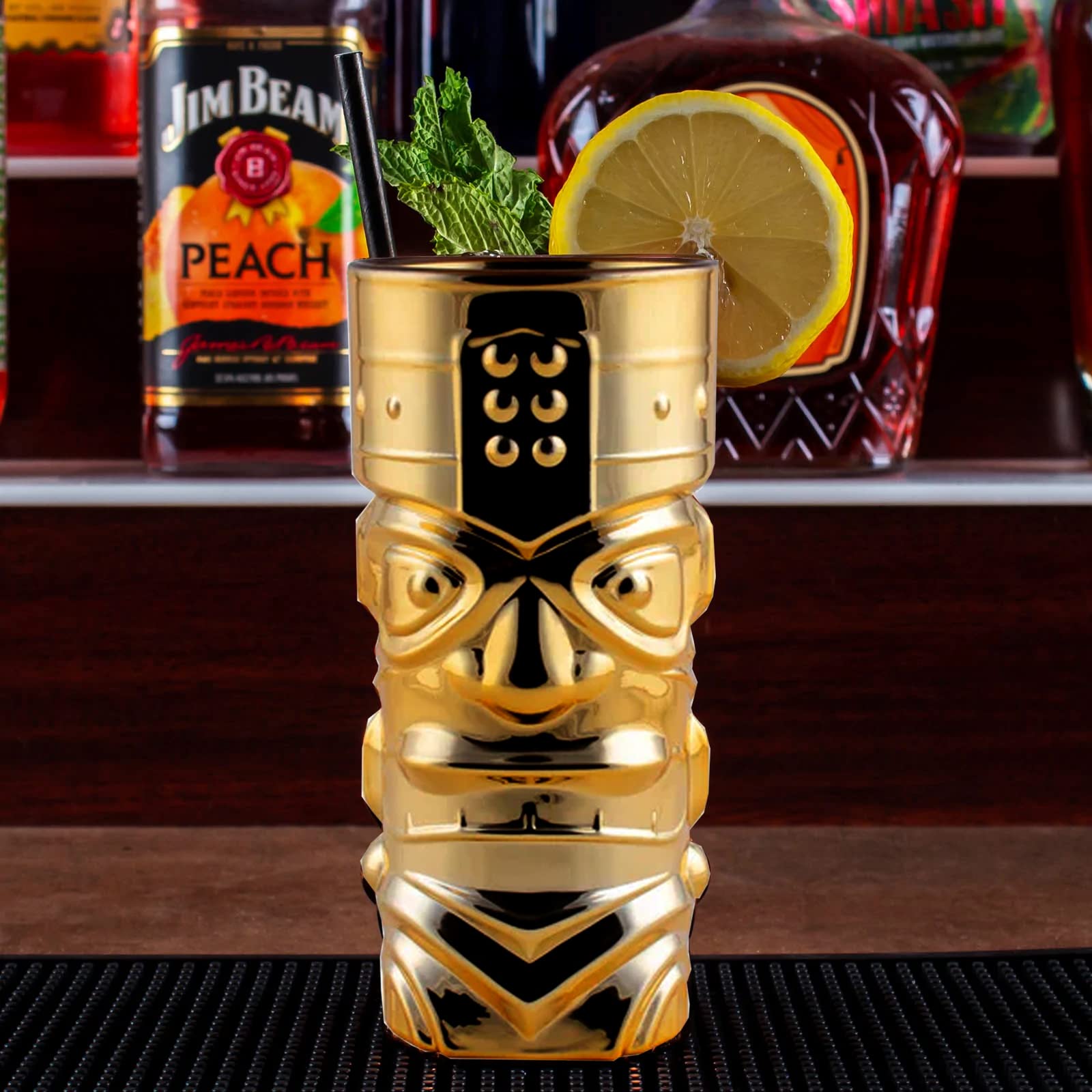 BARCONIC® METAL PLATED TIKI GLASS - 15 OUNCE - GOLD