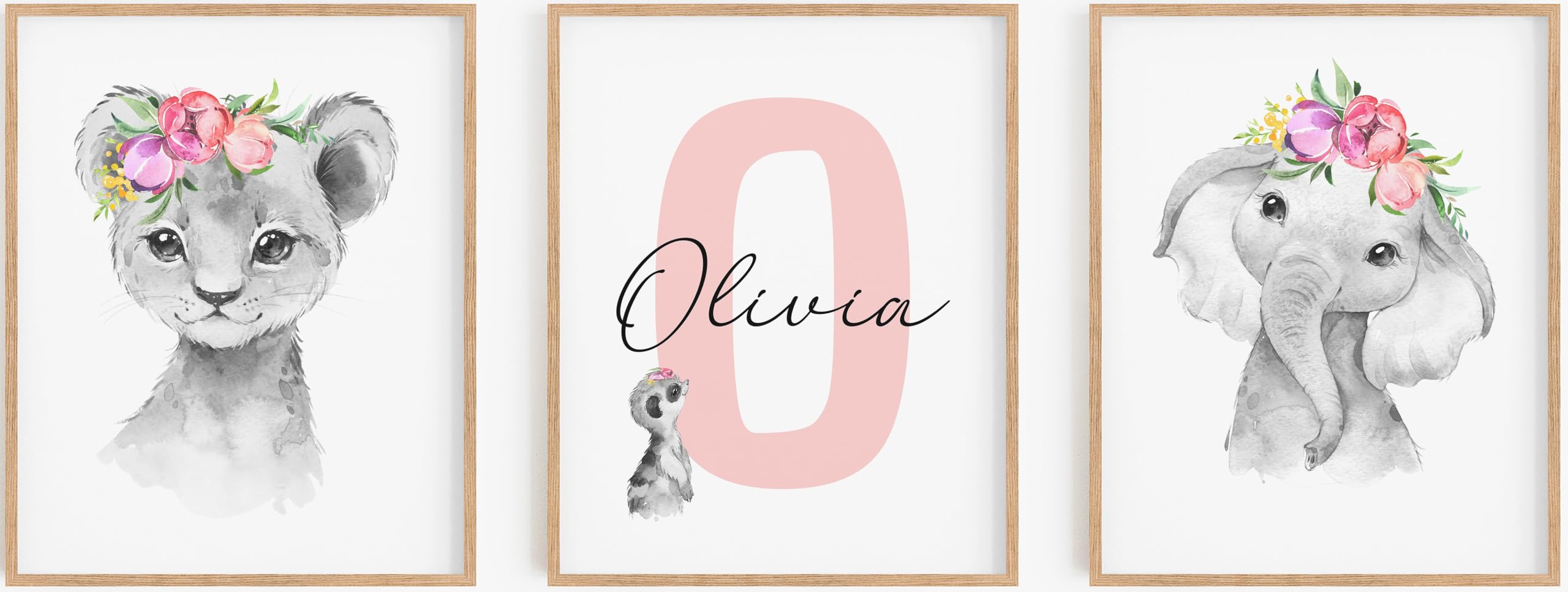 Personalized Safari Nursery Wall Art Set