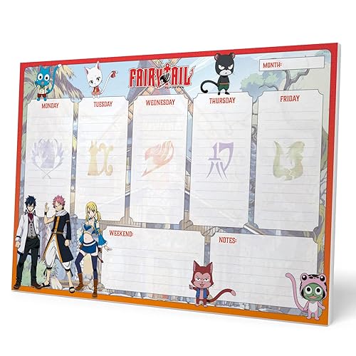 Grupo Erik Fairy Tail Weekly Planner A4 | Anime Calendar | Family Calendar | 54 Tear Off Pages | Desk Calendar | Organiser Planner | Anime Gifts | Manga Gifts | Fairy Tail Manga