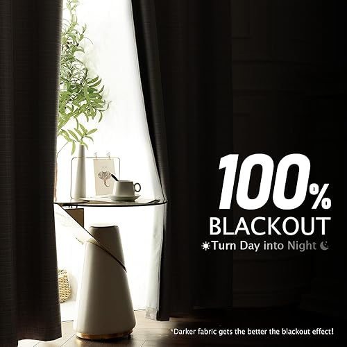 Miniatura 2 de jinchan Cortinas 100% de opacidad para dormitorio, sala de estar, cortinas opacas de lino de 96 pulgadas de largo, cortinas texturizadas de lino de