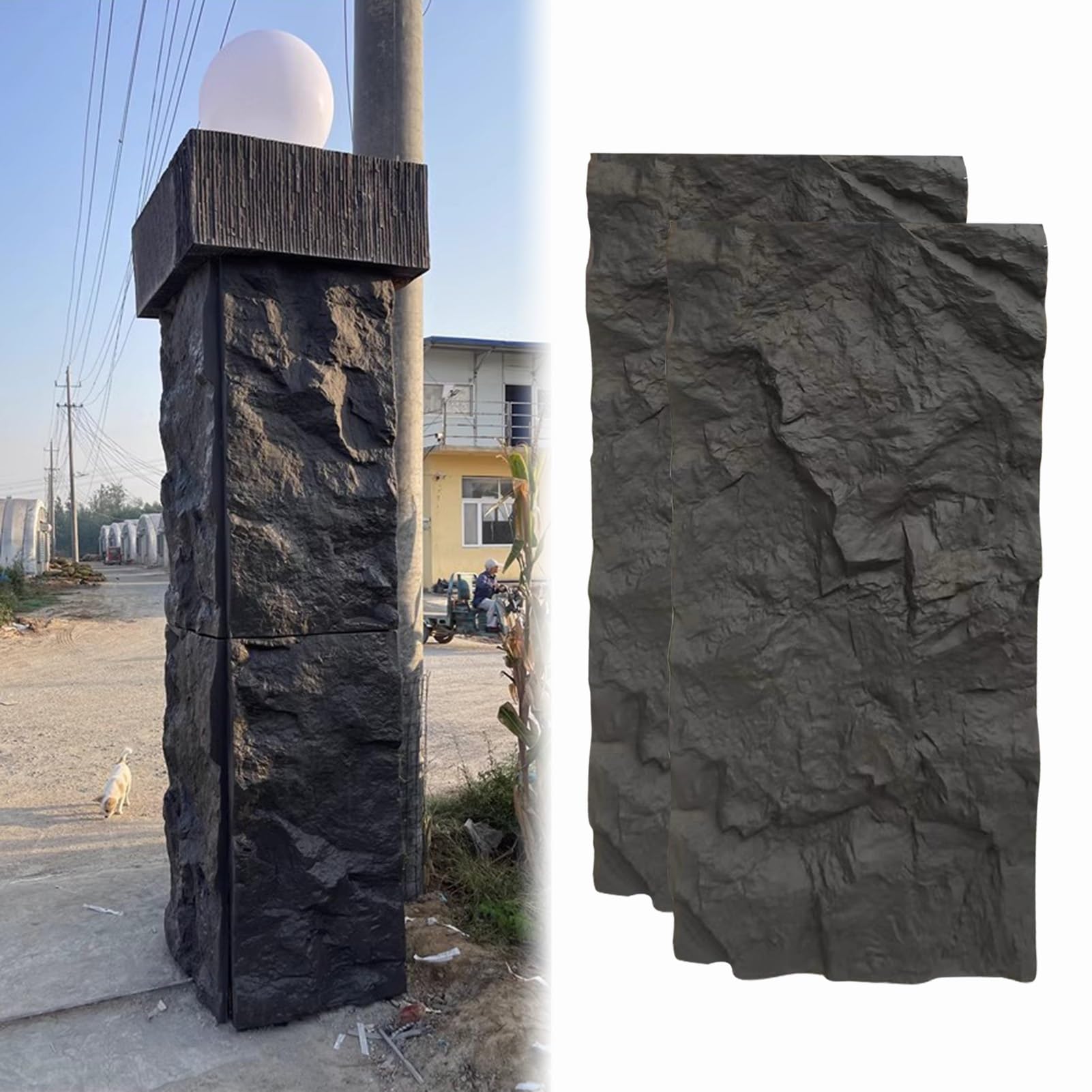 Pannello murale in finta pietra 3D per esterni e interni, rivestimento decorativo per camino e rivestimenti