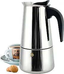 Cafeteira Italiana Expresso 300ml em Aço Inox para 6 Xícaras com Alça Resistente, Prepare um Delicioso Café Forte e Aromático, Ideal para Fogão a Gás, Elétrico e Indução