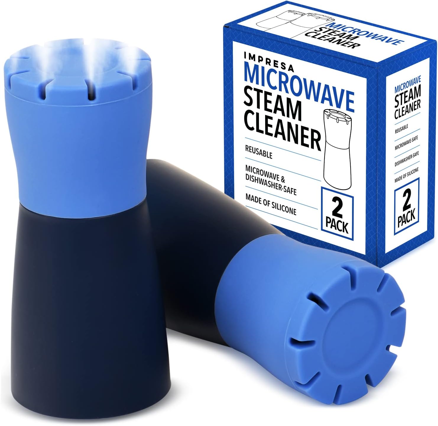 IMPRESA Over-the-Range [2 Pack] Blue Microwave Steam Cleaner for Quick Effortless Cleaning - Device to Make Your Spotless Just Add Vinegar and Water Rid of Grime Odor