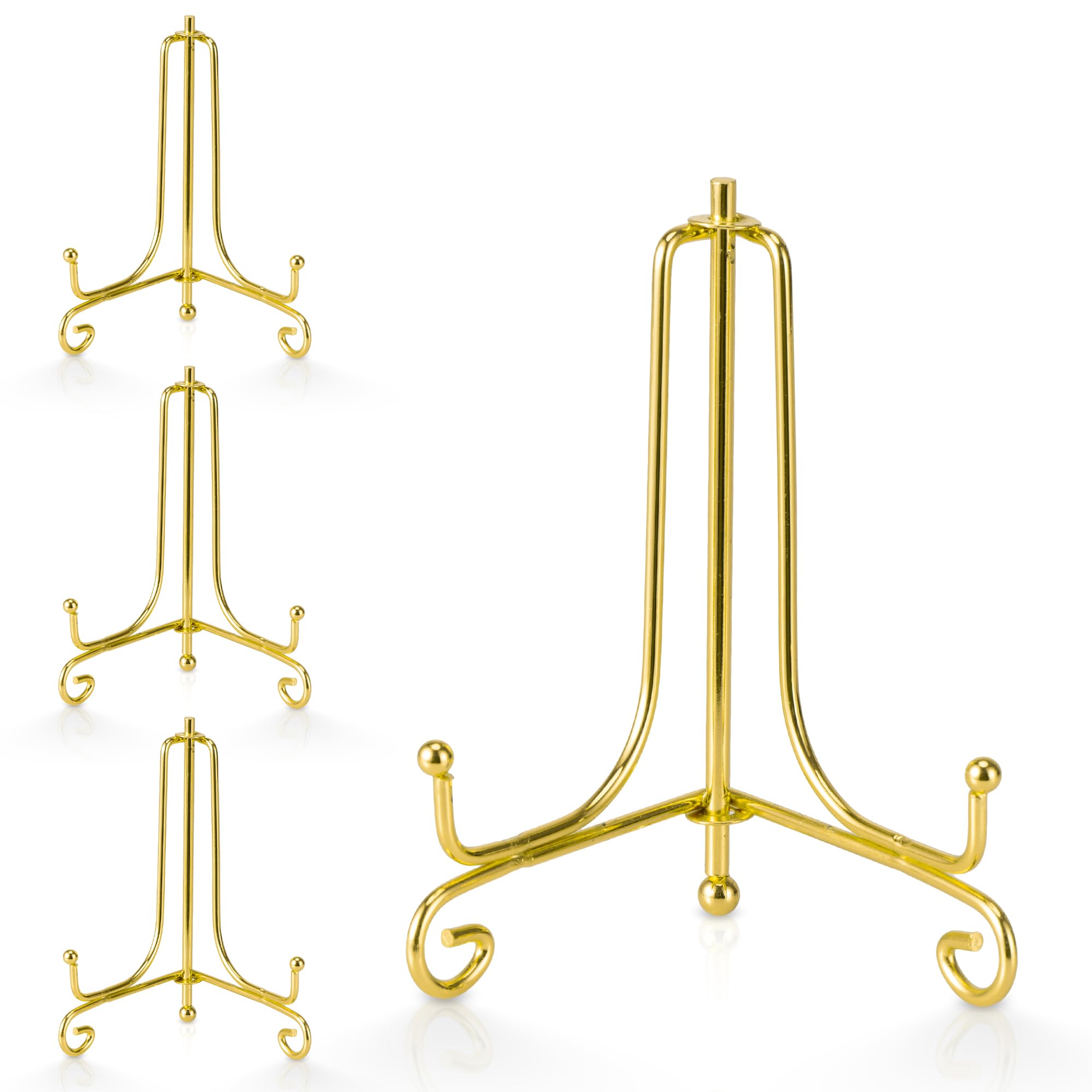 Tincogo Gold (4 Pack) 4 Inch Iron Small Plate Stand Holder, Picture Easel, Display Stand For Cookie, Photo,Placecard Or At Weddings, Birthday Party