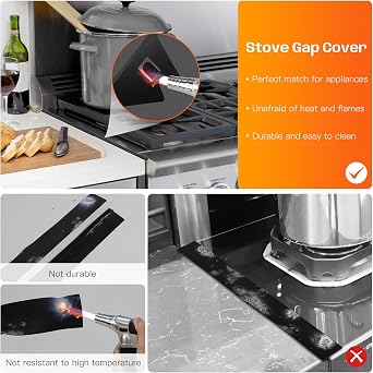 Stainless Steel Stove Gap Covers - Heat Resistant & Easy to Clean - Slide-in Range Rear Filler Kit