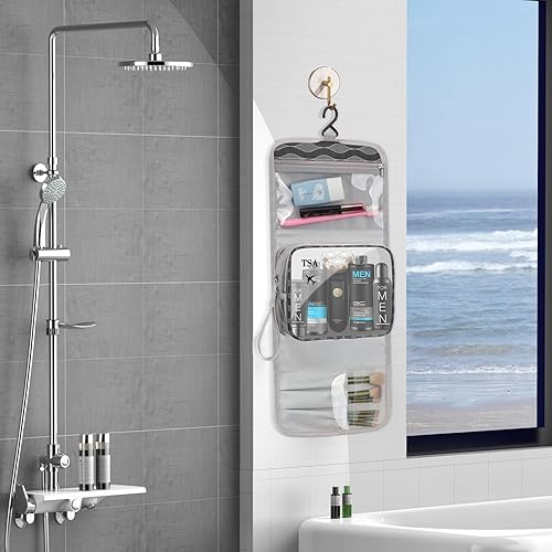 Miniatura 7 de FYY Neceser de viaje colgante para mujer, bolsa de aseo aprobada por la Tsa para viajar, bolsa de maquillaje impermeable, bolsa de cosméticos, bolsa