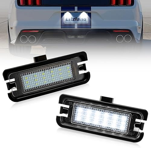 Litzland Repuesto de montaje de lámpara de matrícula LED completo compatible con Ford Mustang 2015-2023 - 6000K blanco