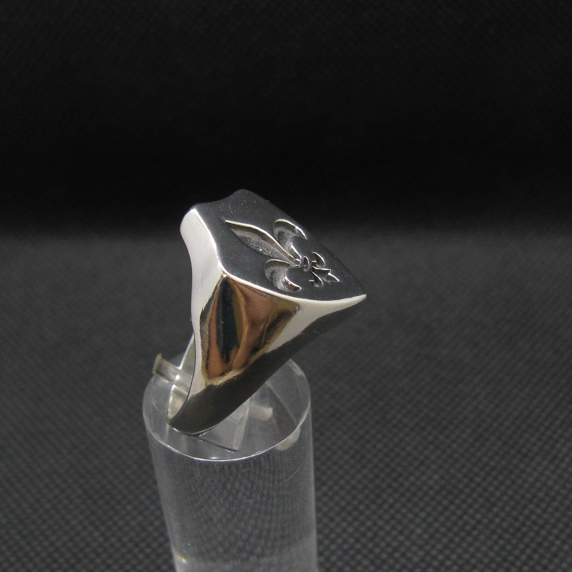 Sterling Silber Herren Siegelring Fleur De Lys Massiv Echt Punziert 925