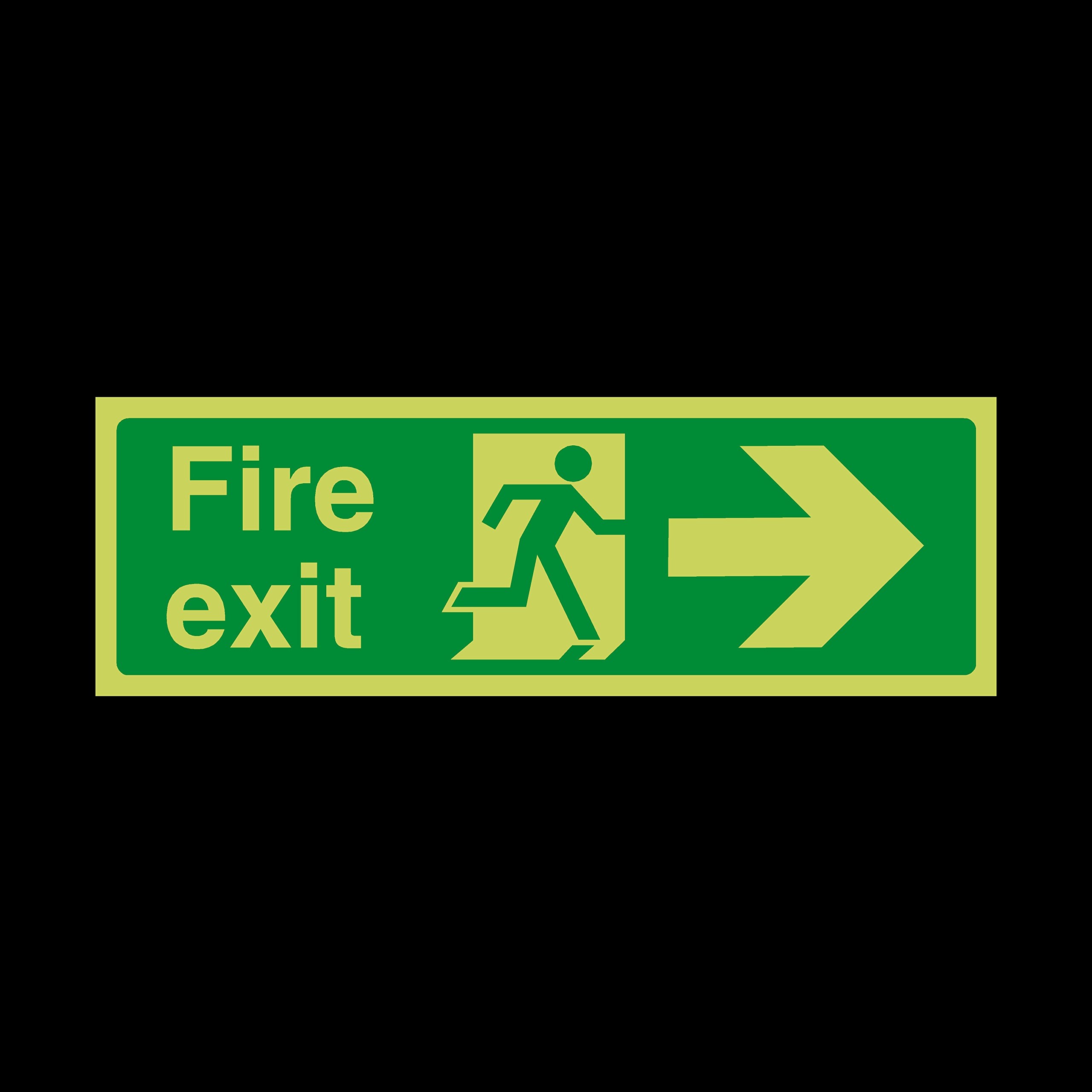 Ussp&S Green Fire Exit Arrow Right Photoluminescent Plastic Sign - Emergency/Fire Exit/Extinguisher (Ee11)