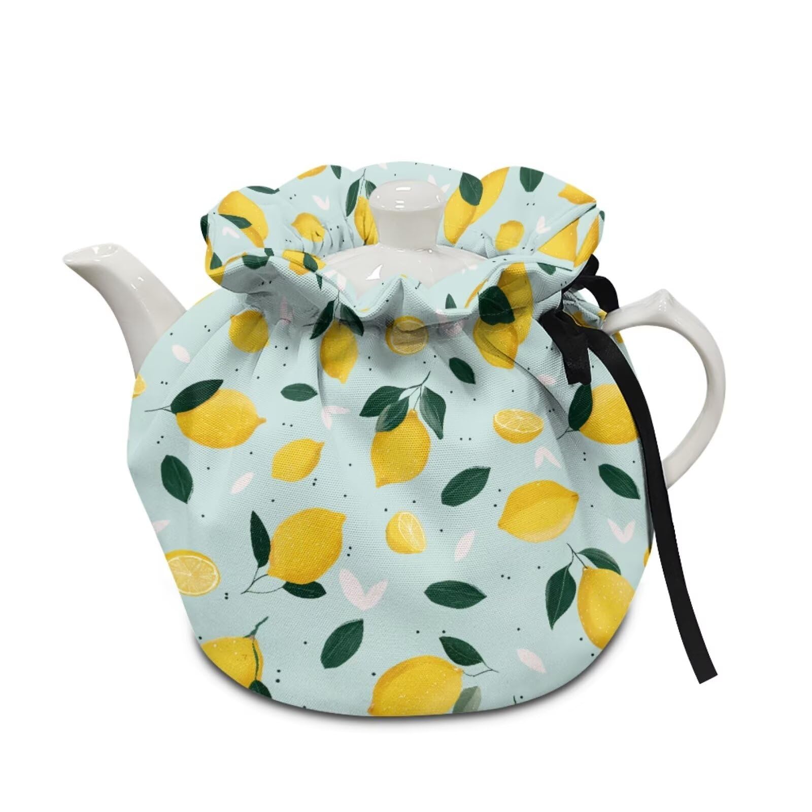 Lemon Leave Tea Cosy, Stain Resistant Teapot Cozy Breakfast Warmer Insulation and Keep Warm, Tea Kettle Cover for Home Kitchen Thanksgiving Decor