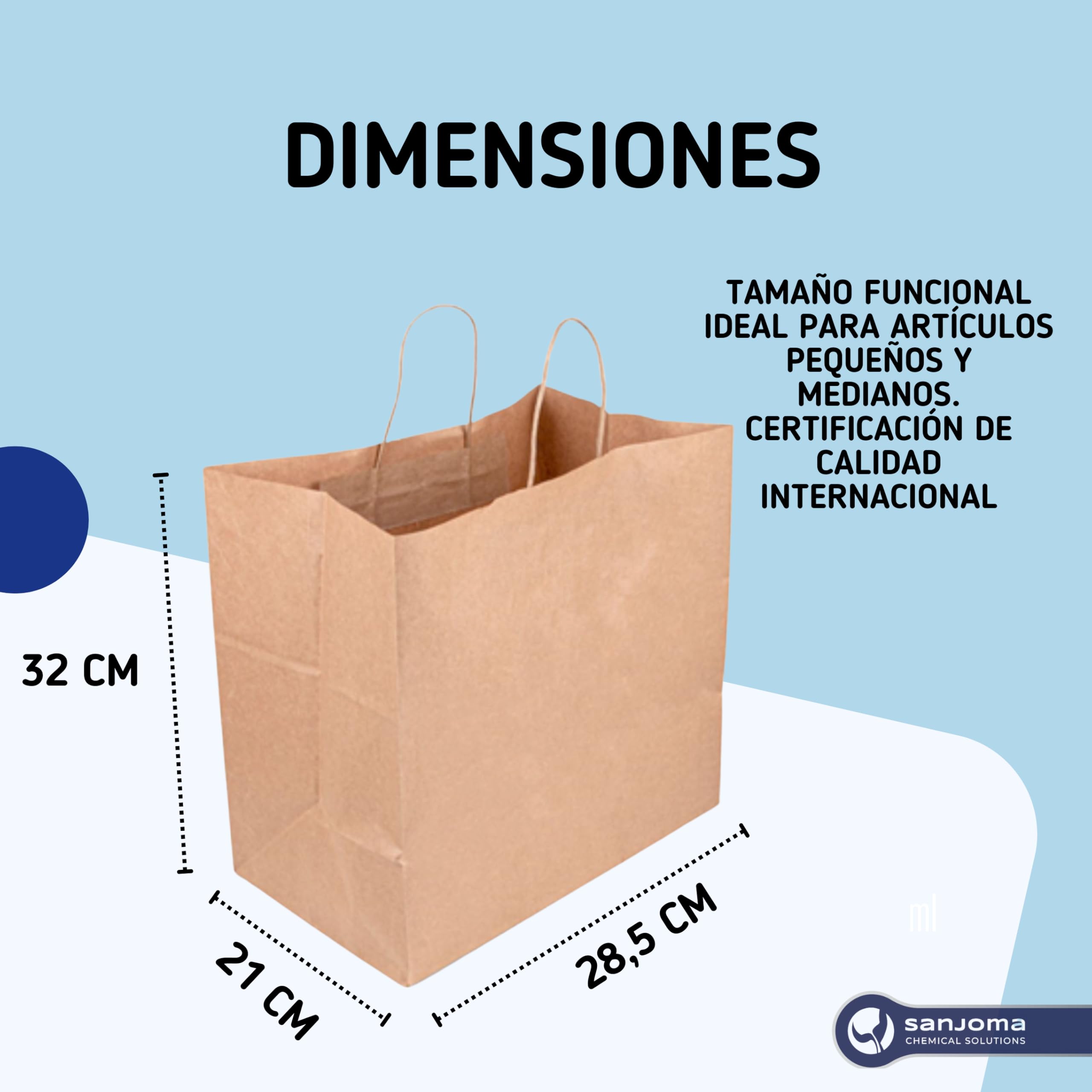 SANJOMA 250 Bolsas Catering Con Asas | Bolsas De Papel Kraft Natural | Biodegradables, Recicladas Y Reutilizables | Bolsas Con Asas Tamaño 18+21x28,5 Cm, Gramaje 90 G/M2 | Bolsas Papel Kraft Pequeñas