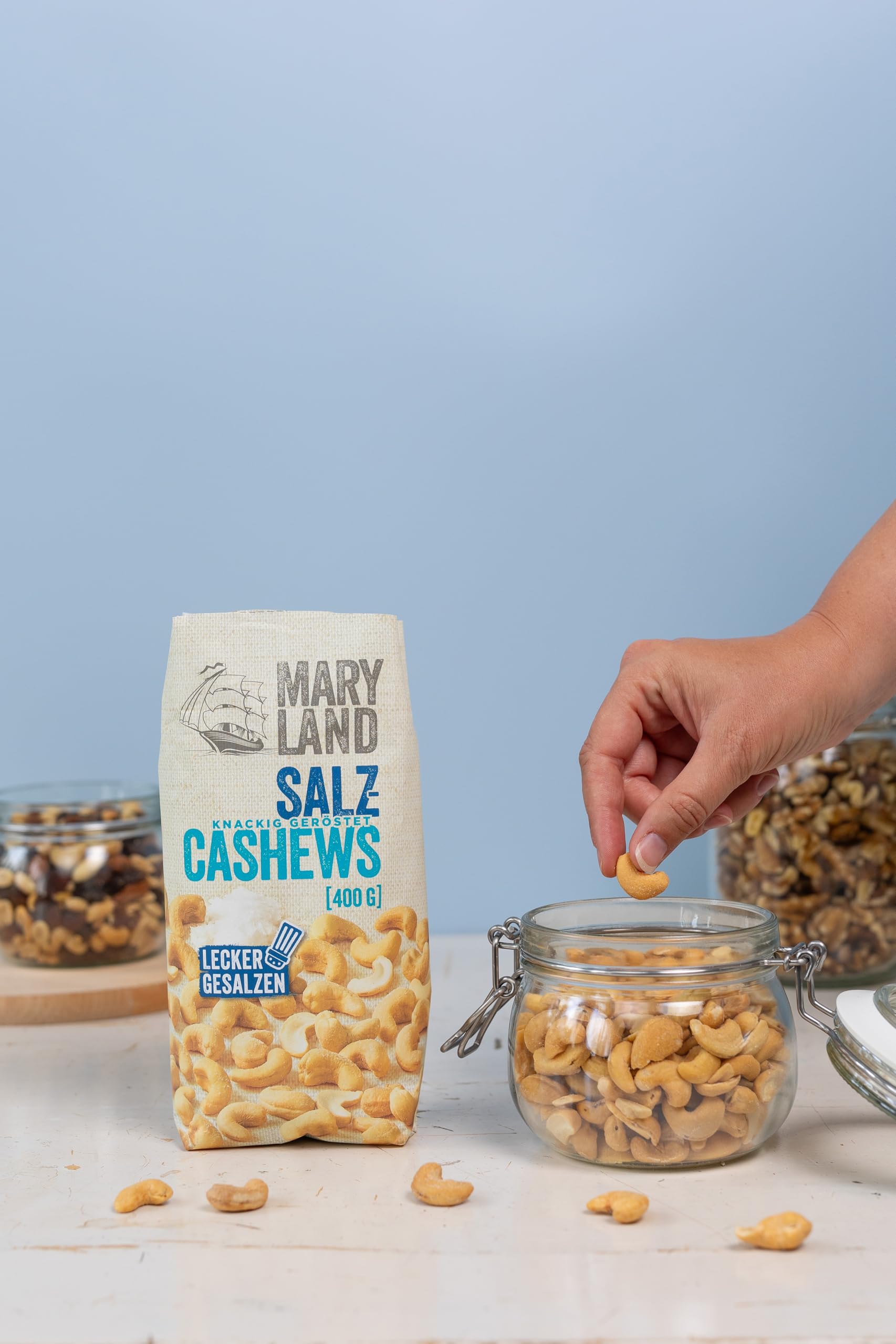 Maryland Salz-Cashews 400g Beutel 5er Pack – Cashewkerne gesalzen vegan, frei von künstlichen Aromen, – Im praktischen Großformat genießen (5 x 400g)